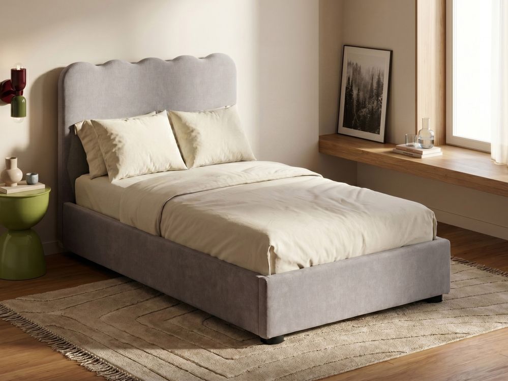 Bed met opbergruimte NANTERRE Chenille Taupe 120 x 200 cm