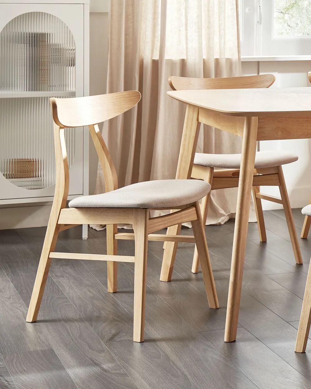 Esszimmerstuhl 2er Set LYNN Holz Hellbraun / Beige