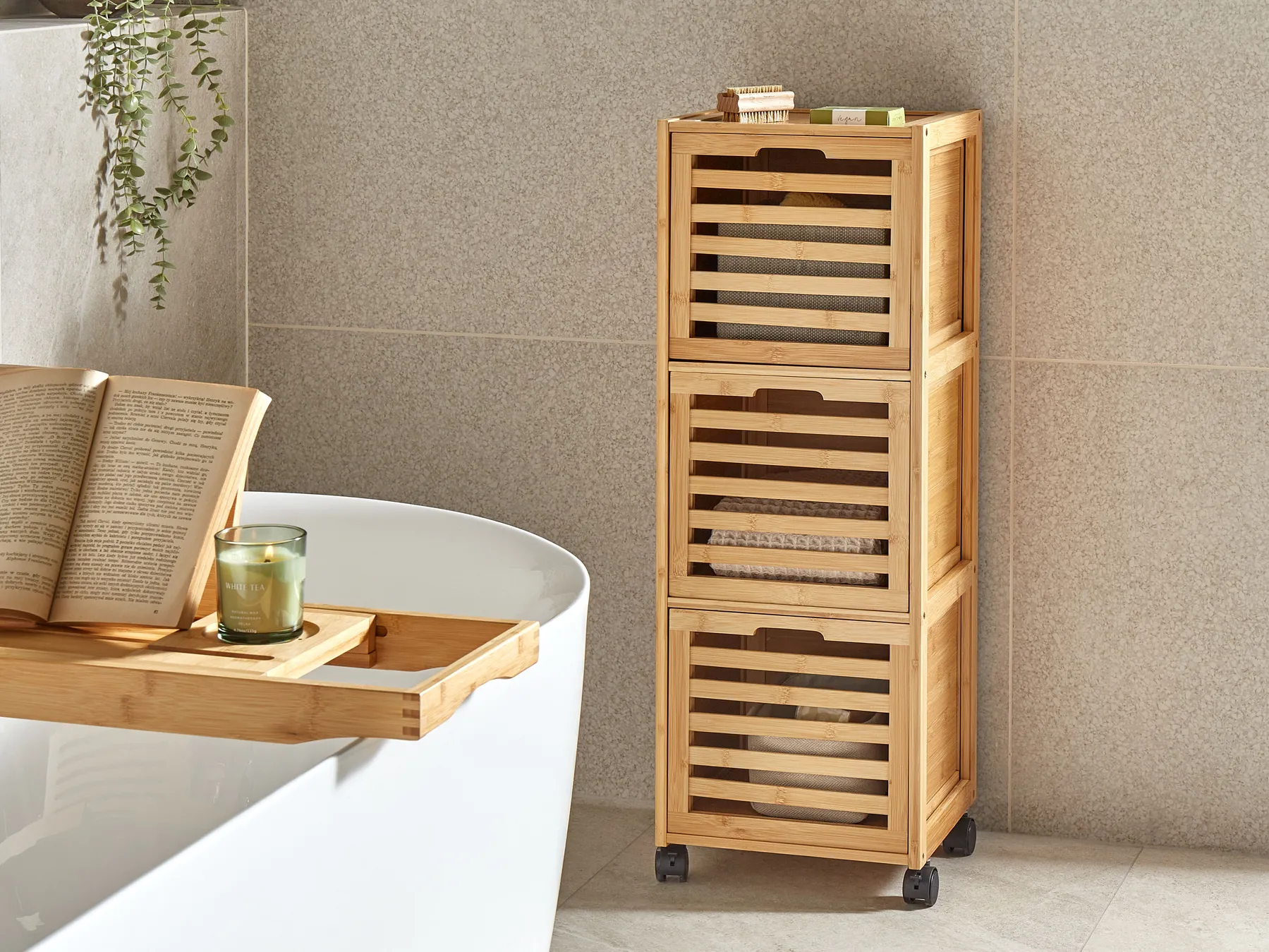 Bathroom Cabinet SHAWNEE Bamboo Wood 32 cm Light Brown_926659
