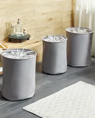 Aufbewahrungskorb 3er Set ARCHA Baumwolle Grau_849685