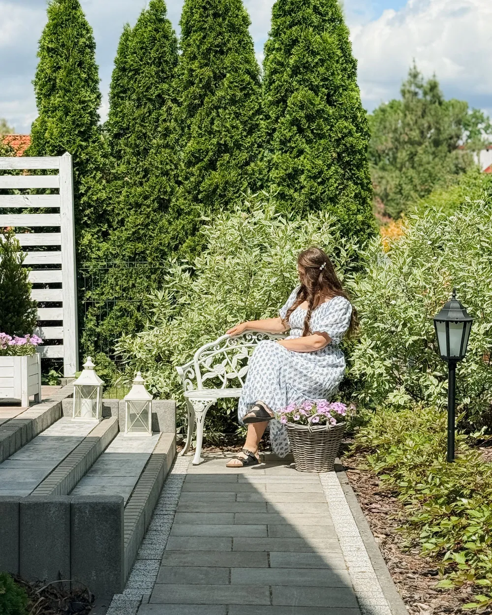 Garden Bench PIURA 88 cm Metal White_1093269