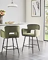 Set mit 2 Barstühlen SANILAC Samtstoff Olivgrün