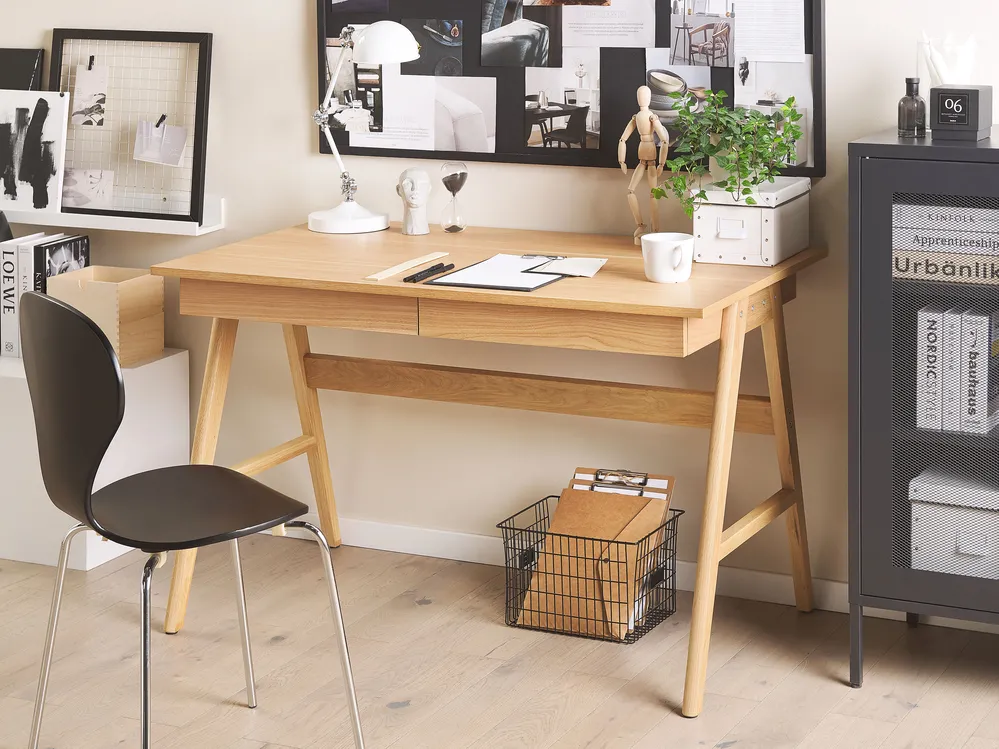 Schreibtisch SHESLAY 120 cm 70 cm mit Schubladen Hellbraun