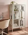 Vitrine mit Glastüren NASH 90 cm Metall Hellbeige