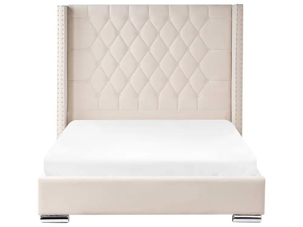 Bed Velvet LUBBON 140 x 200 cm (EU Double) Off-White_882156