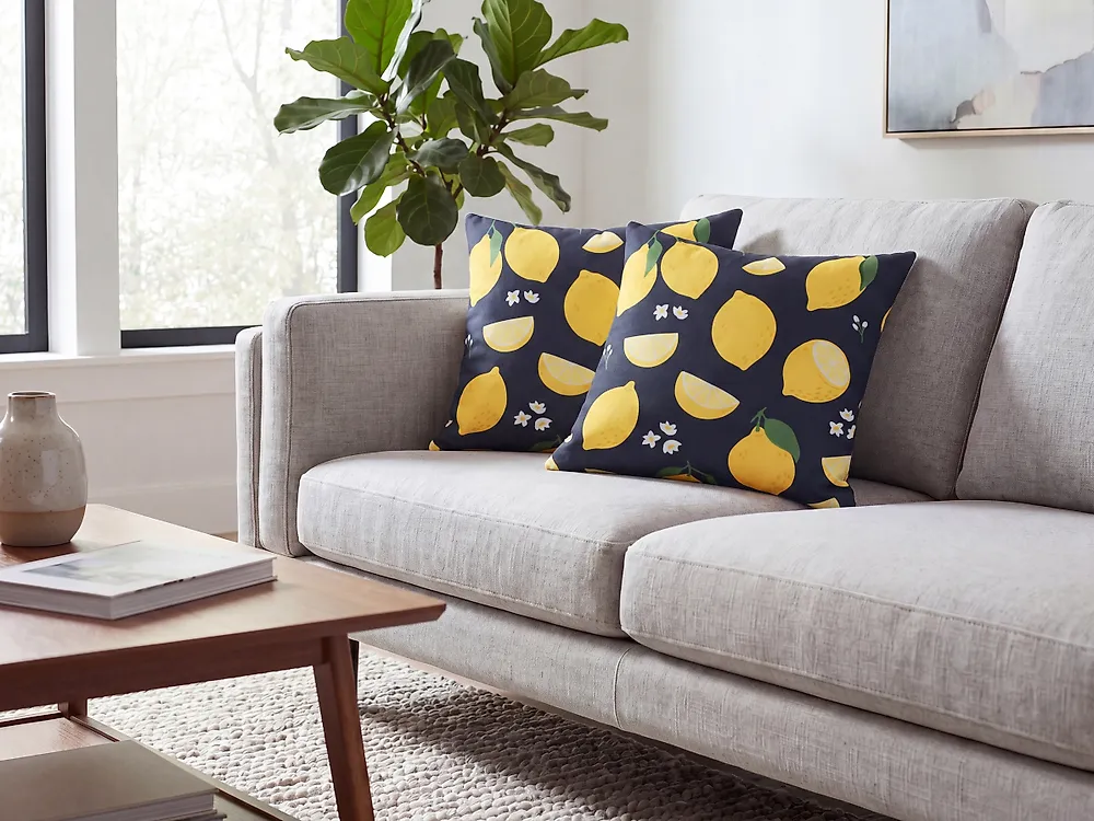 Dekokissen 2er Set CITRUS 45 x 45 cm Schwarz Pflanzenmuster_1184139