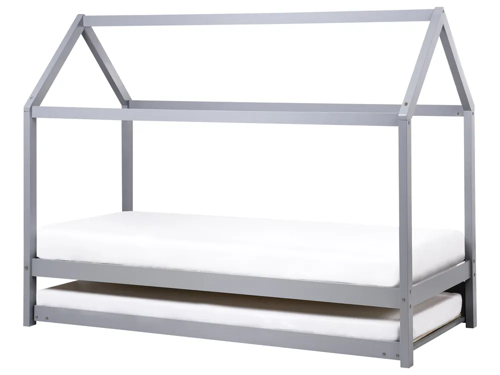 Kinderbett mit Ausziehbett Kiefernholz CRILLON 90 x 200 cm Grau_961928