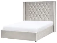 Ottoman Bed LUBBON Velvet Light Grey 140 x 200 cm (EU Double)_833901