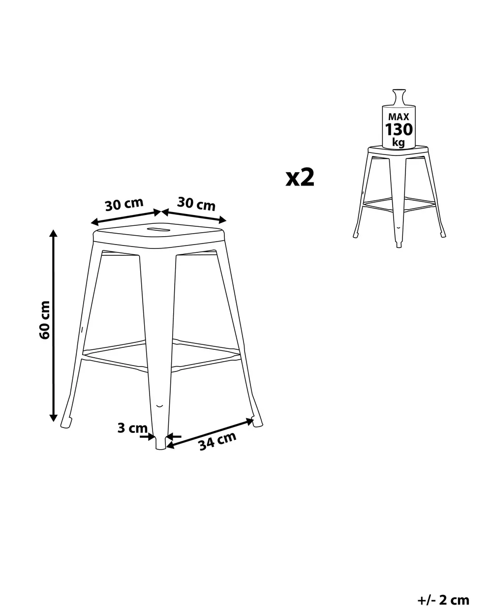 Set mit 2 Barhockern CABRILLO Metall Weiß_802521