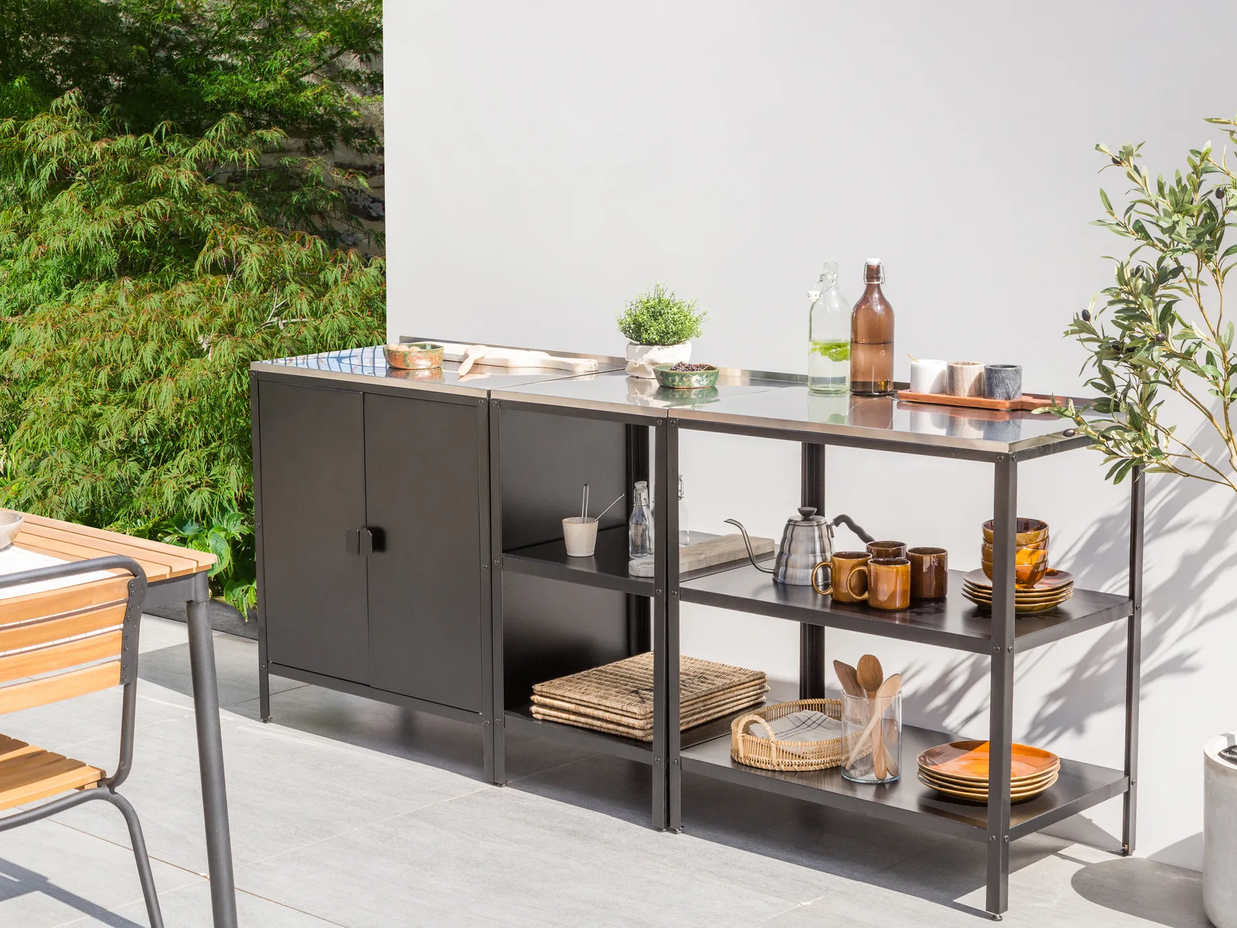 Outdoor-Küche 3er Set VILAMA Schwarz Metall_872546