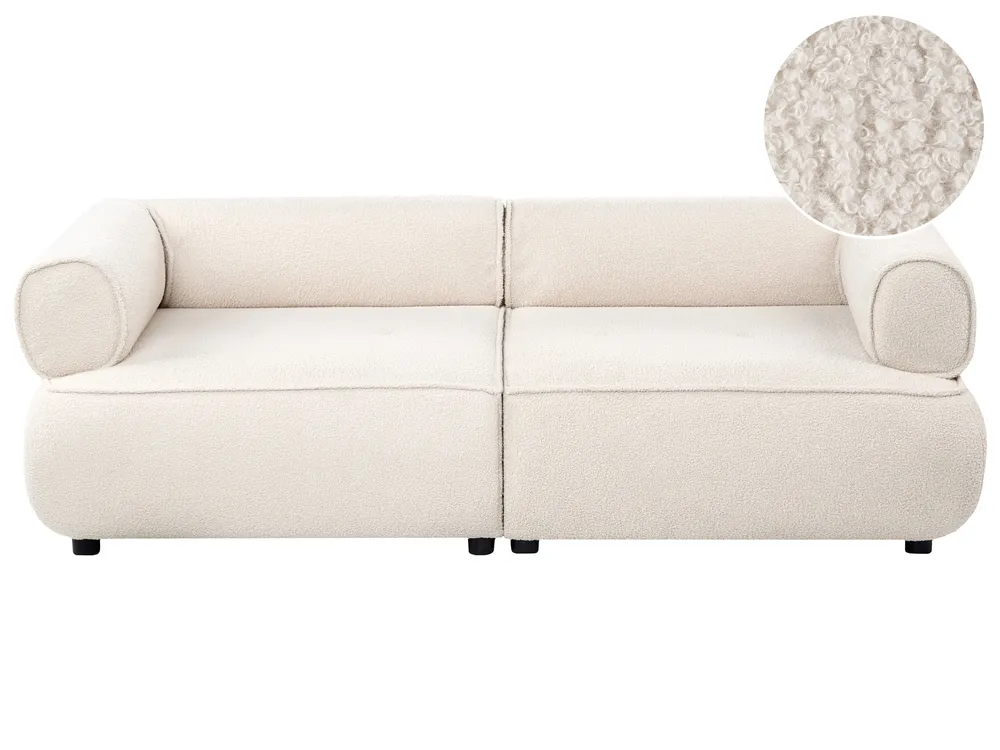 Sofa 3-Sitzer SALLA Bouclé Cremeweiß