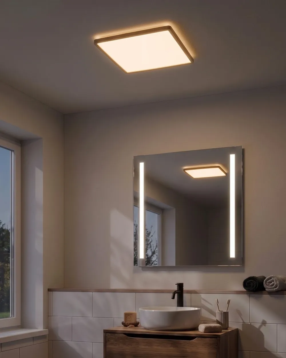 LED Deckenlampe TIVORA mit Fernbedienung mit Dimmer Hellbraun