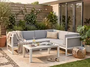Garden Corner Sofa with Table 6 Seater CASTELLA Metal Grey Left Hand_1044245