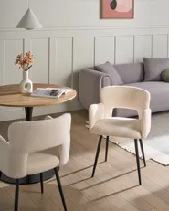 Set of 2 Dining Chairs SANILAC Boucle White_877433