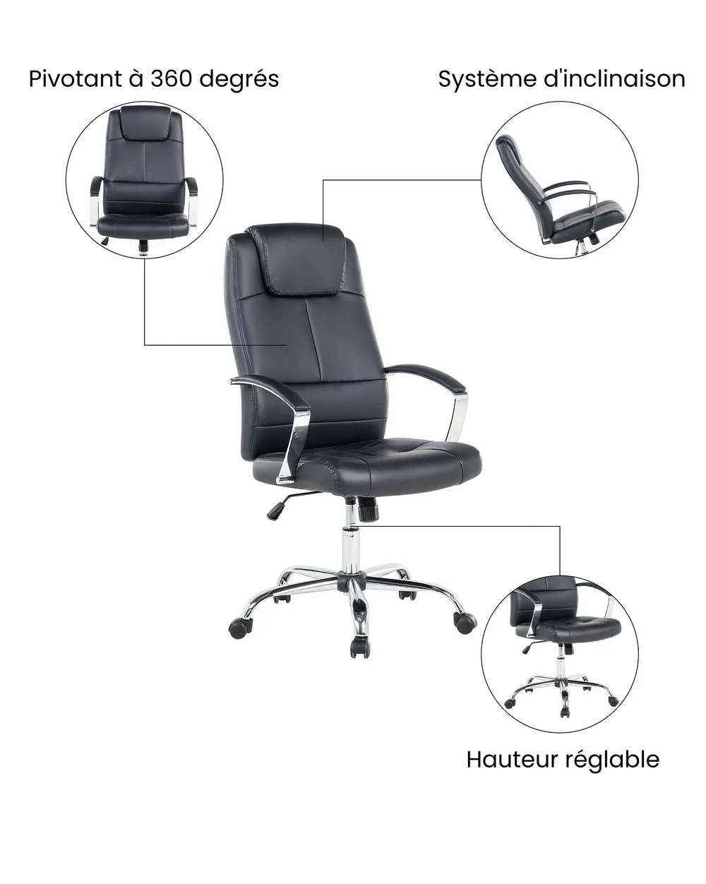 Fauteuil de bureau WINNER Cuir PU Noir_1074411