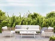 Lounge Set mit Tisch 5-Sitzer SERLA Metall Weiß_930767