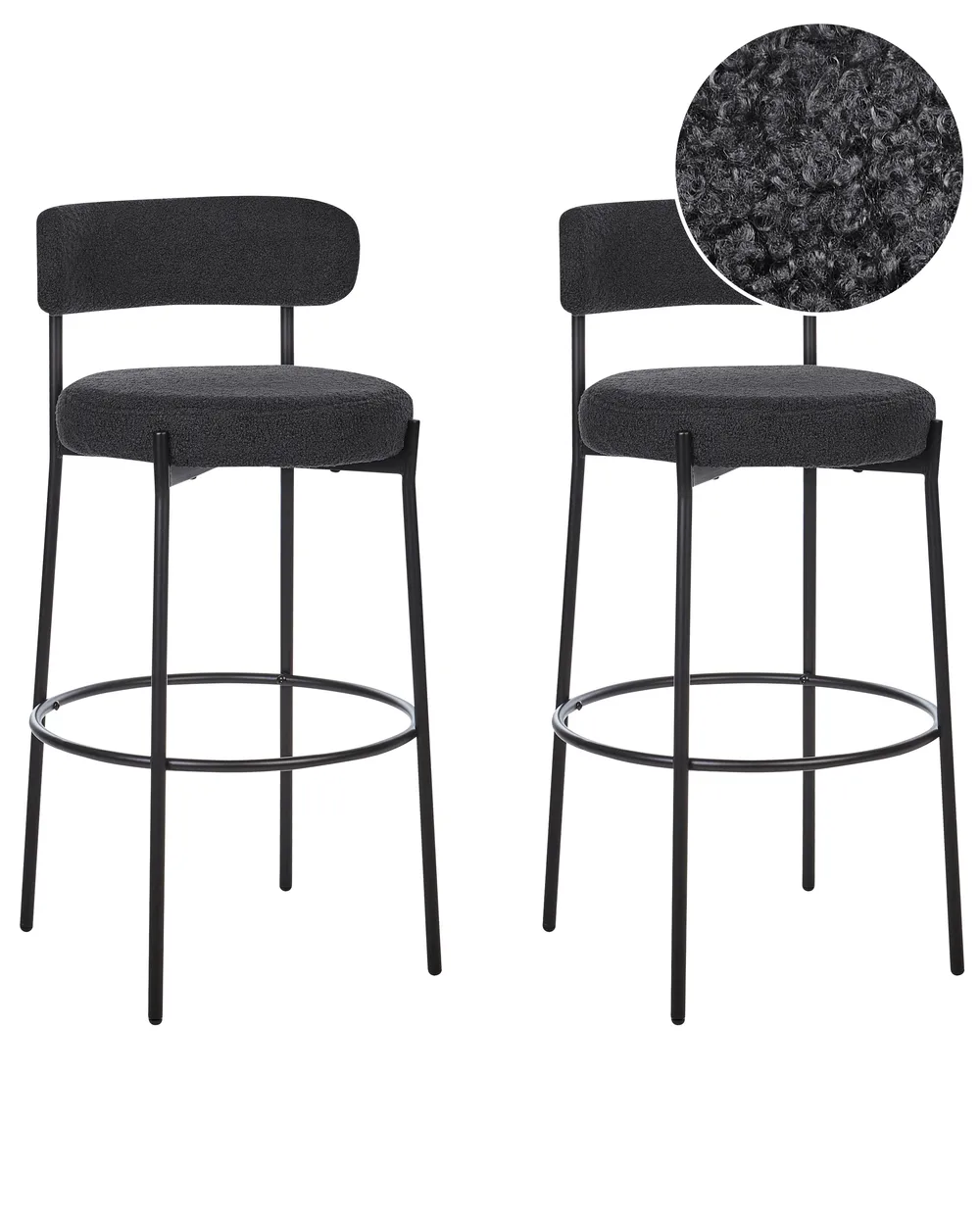 Set mit 2 Barstühlen ALLISON Bouclé Schwarz