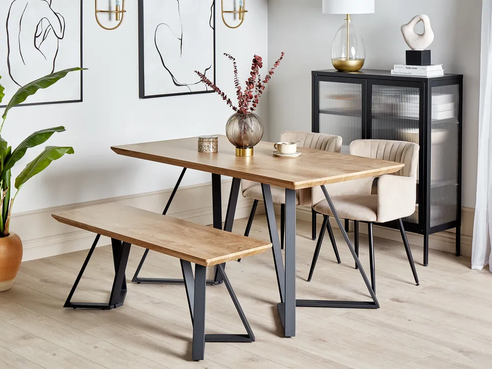 Esszimmer Set UPTON Hellbraun 2-Sitzer