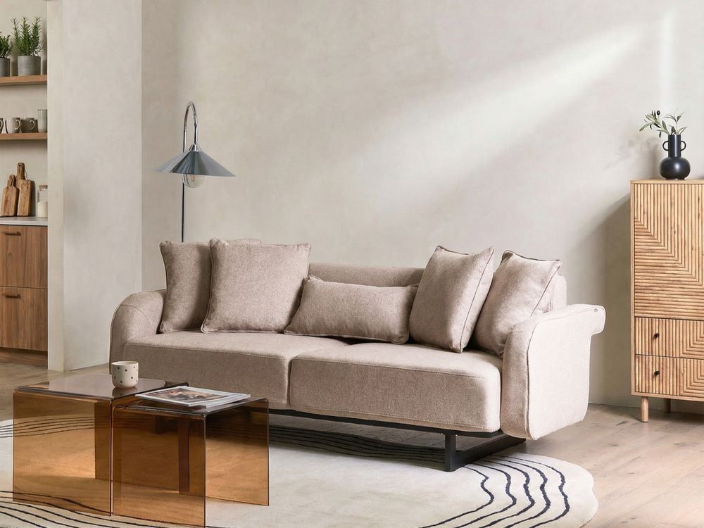 Sofa 3-Sitzer SVANEK Stoff Hellbraun