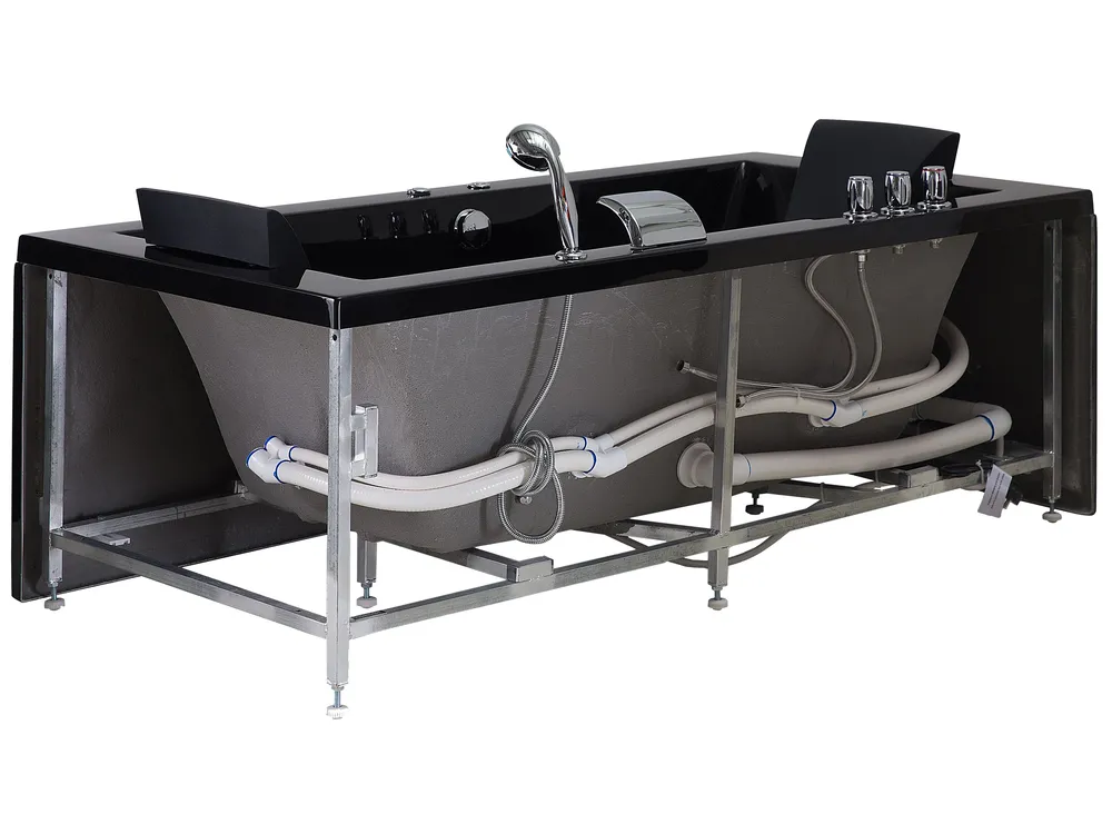 Whirlwanne Eckmodell mit LED VARADERO 183 x 90 cm Schwarz linksseitig_747754