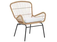 Bistro Set with Cushions LABICO PE Rattan Light Brown_781646