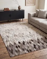 Rug MALDAN Beige 140 x 200 cm Leather_1084832