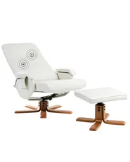 Massagestuhl RELAXPRO mit Fußstütze Kunstleder Cremeweiß_710660