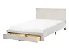 Bed with Storage Drawers LONZAC Velvet Off-White 140 x 200 cm (EU Double)