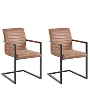 Set of 2 Conference Chairs BUFORD Faux Leather Brown_1156978