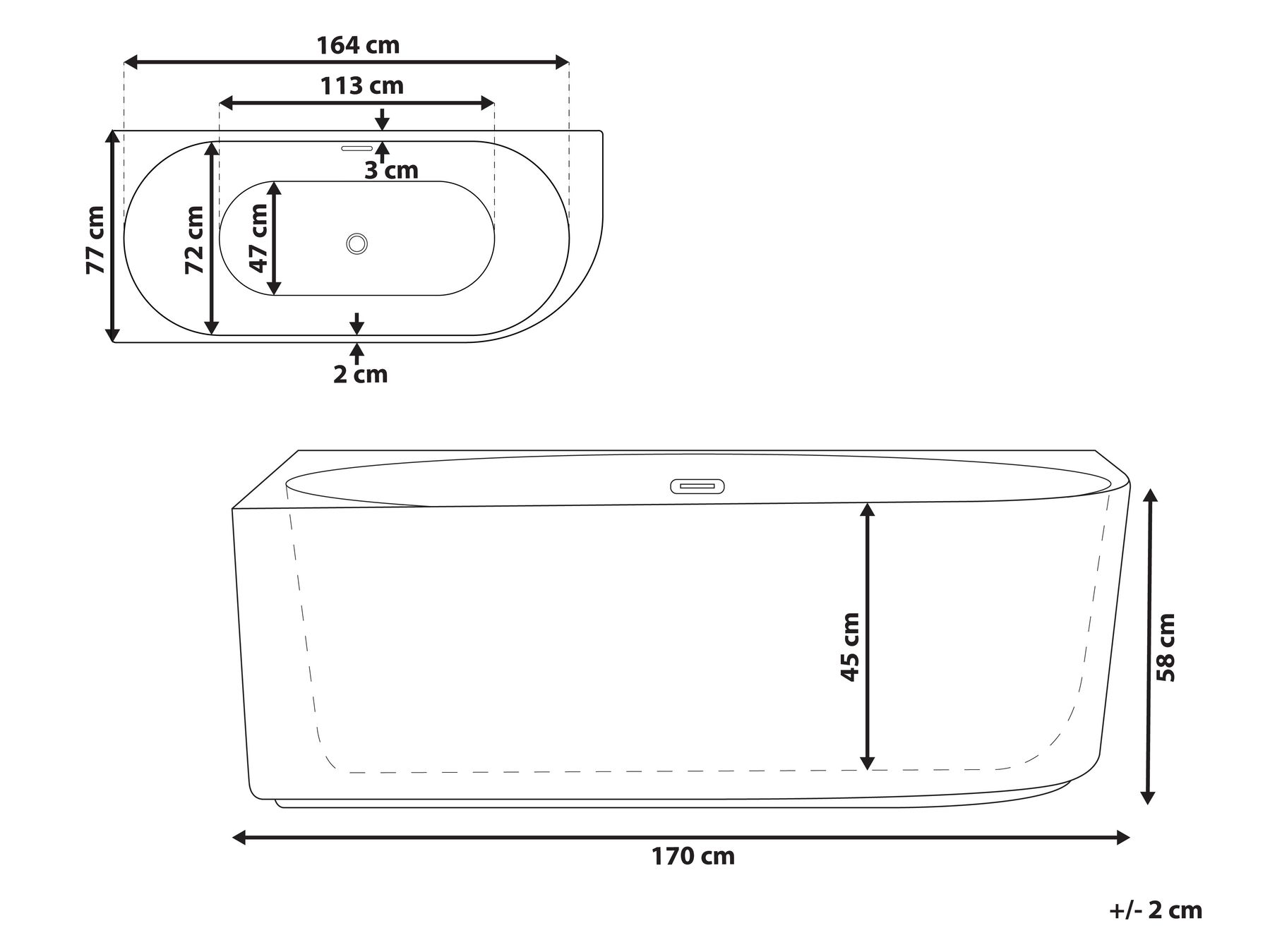 Corner Bath PORTINHO 1700 x 800 mm White Right Hand_1036841
