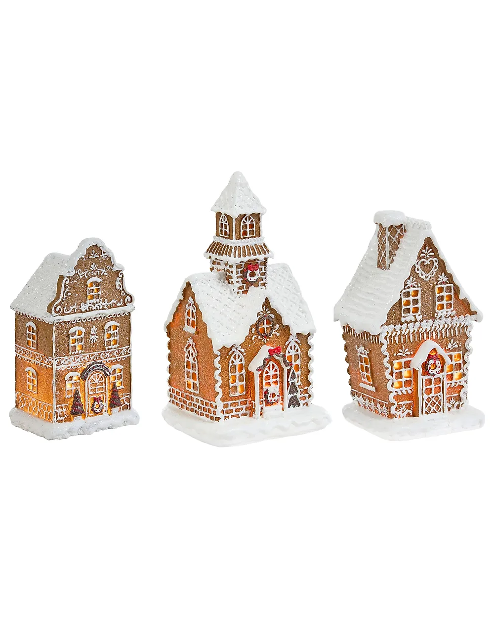 Weihnachtsdekoration 3er Set LED RIMPI 21/25/26 cm Haus Braun