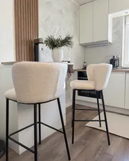 Set of 2 Bar Chairs MINA Boucle White_955879