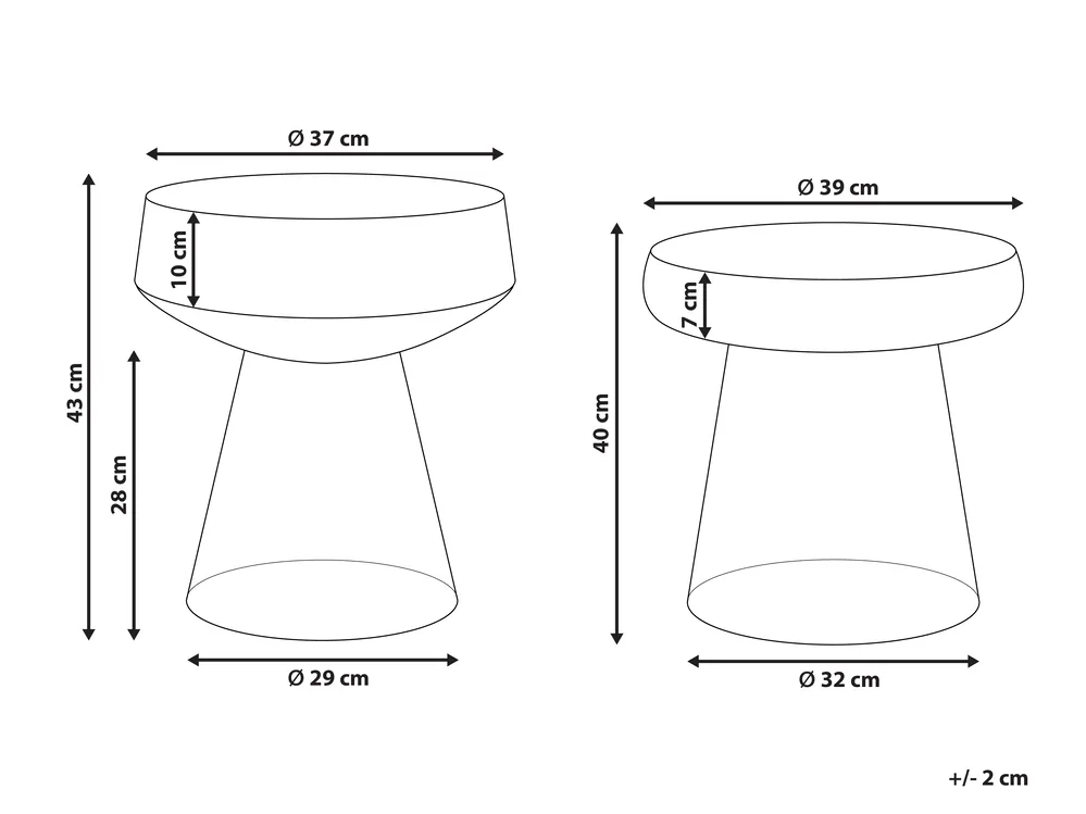 Beistelltisch 2er Set LAGUNA/CALDERA Glas Grau_883301