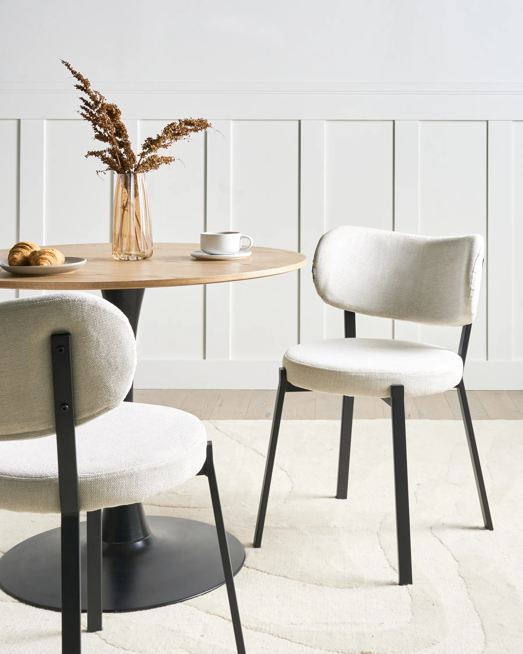 Esszimmerstuhl 2er Set BRONTE Stoff Hellbeige_1005992