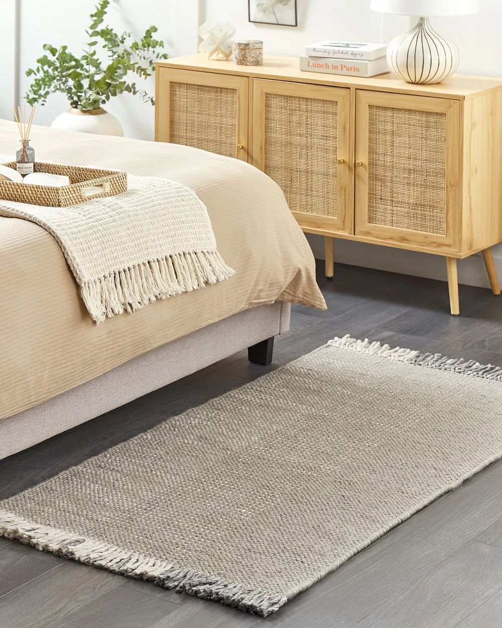 Rug TEKELER Grey 80 x 150 cm Wool