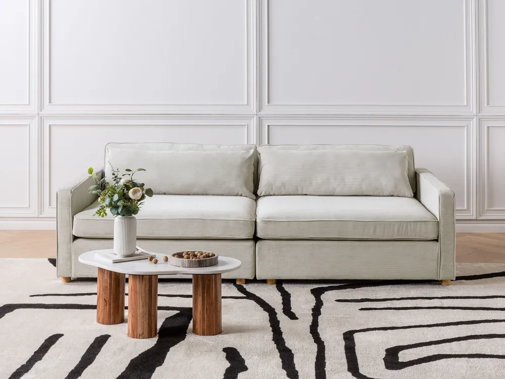 Sofa 3-Sitzer VINSTRA Cord Hellgrau