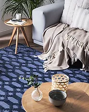 Rug CIZRE Navy Blue 140 x 200 cm Viscose_1184610