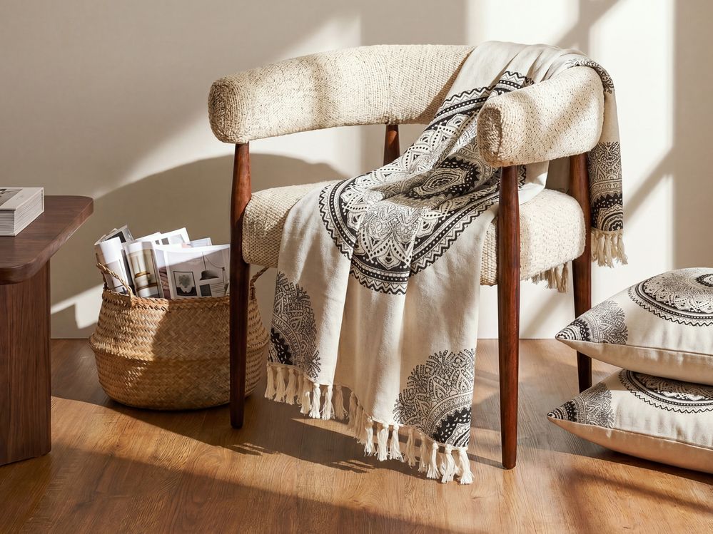 Blanket BERHAMPORE Cotton 130 x 180 cm Beige