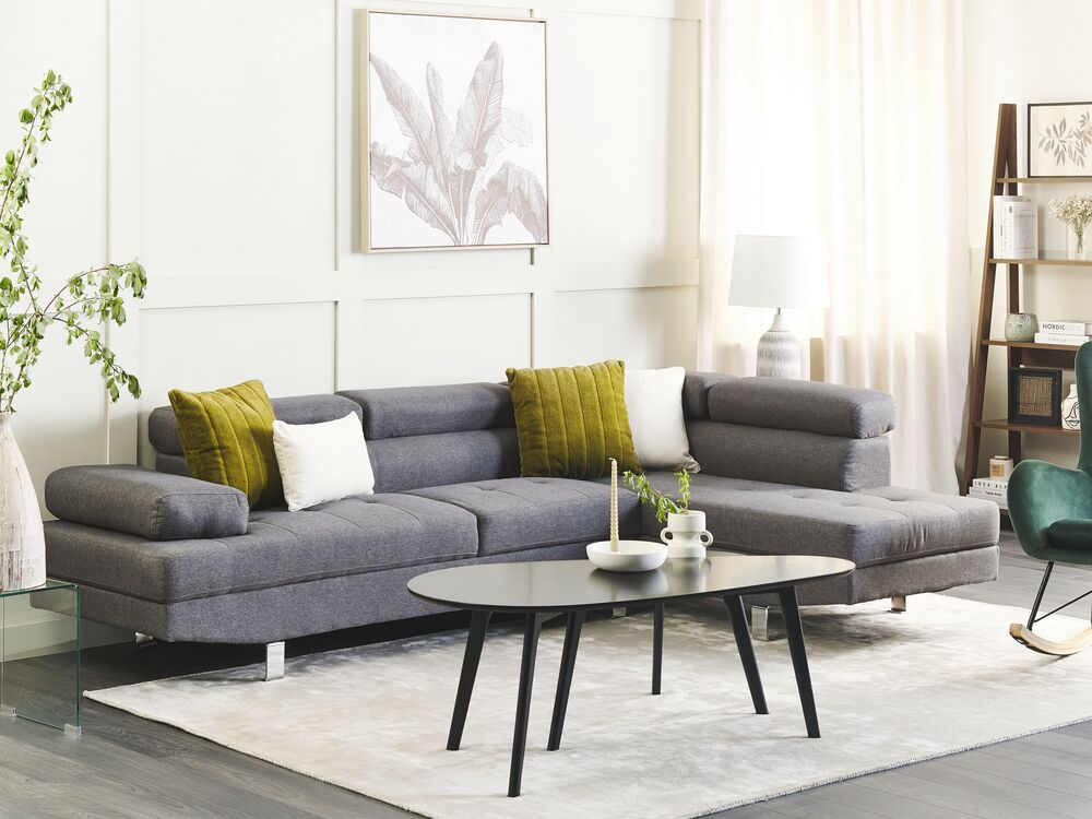 Corner Sofa NORREA Fabric Grey Left Hand