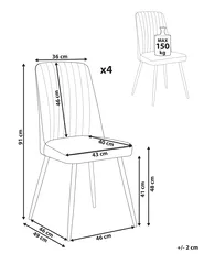 Set of 4 Dining Chairs KIRBY Velvet Beige_1024751