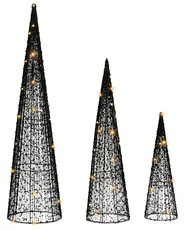 Weihnachtsdekoration 3er Set LED VEJLESO 40/60/80 cm Weihnachtsbaum Schwarz_1015593