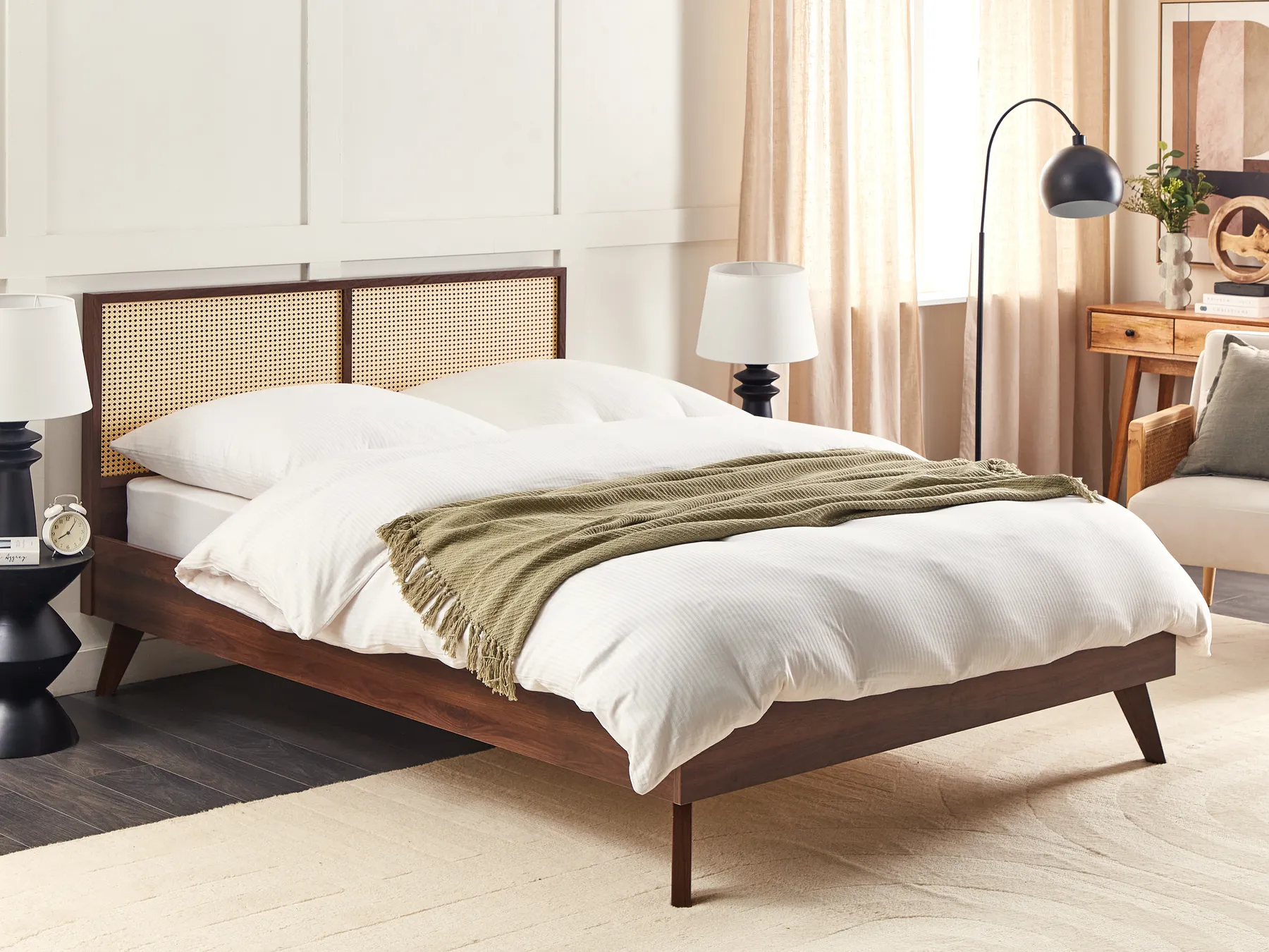 Bett mit Lattenrost Rattan MONPAZIER 160 x 200 cm Dunkelbraun_908325