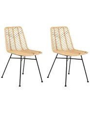 Esszimmerstuhl 2er Set DILLEY Rattan Naturfarben_1072194