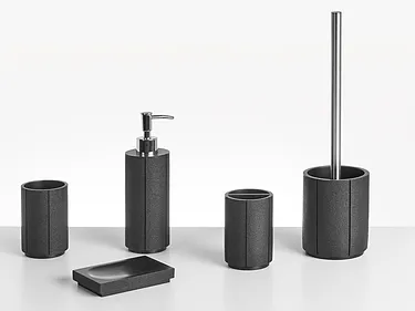 Badaccessoires Set 5-teilig VILCANOTA Schwarzer Marmor