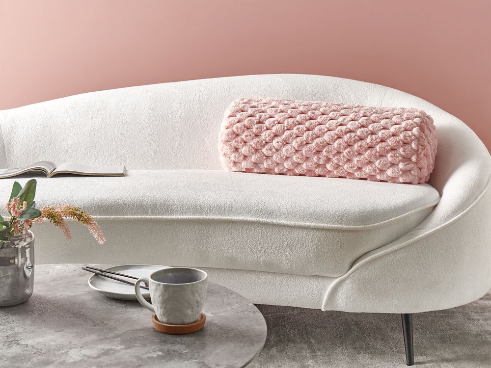 Throw Cushion LINDEN 22 x 60 cm Faux Fur Pink Solid