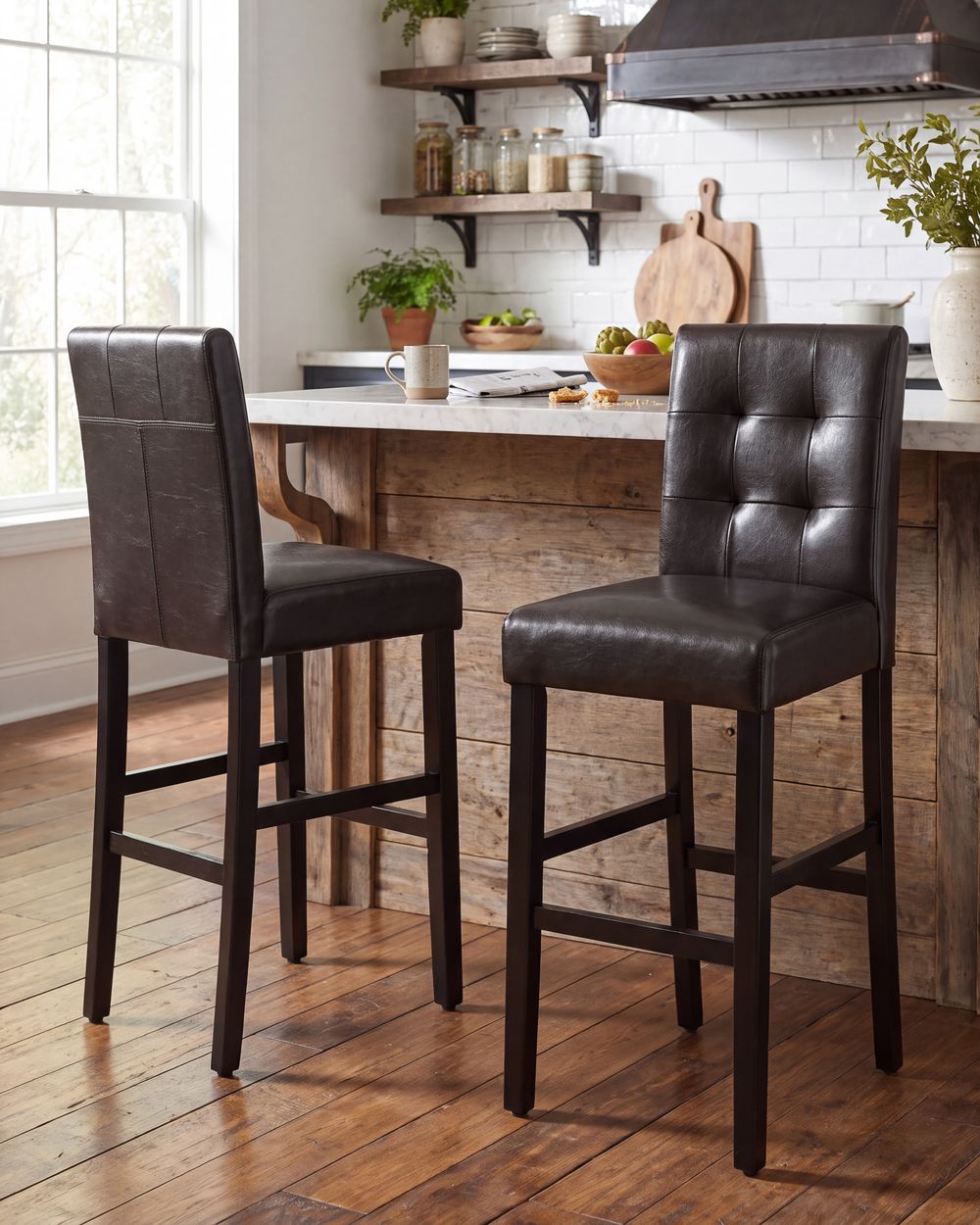 Bar Chair MADISON Faux Leather Dark Brown