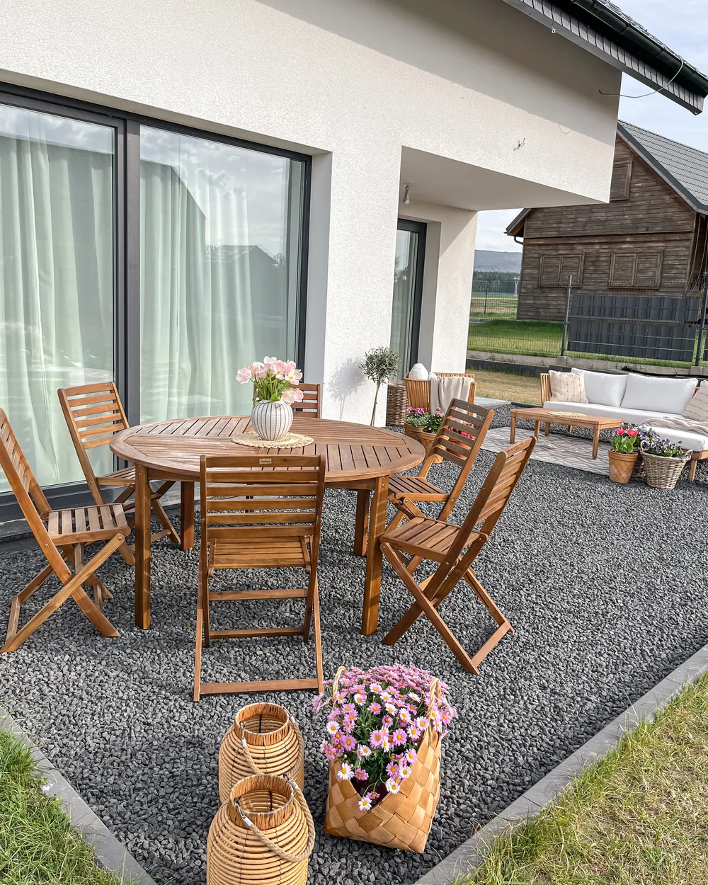 Garden Dining Table TOLVE 150 cm 150 cm Acacia Wood Brown_930025