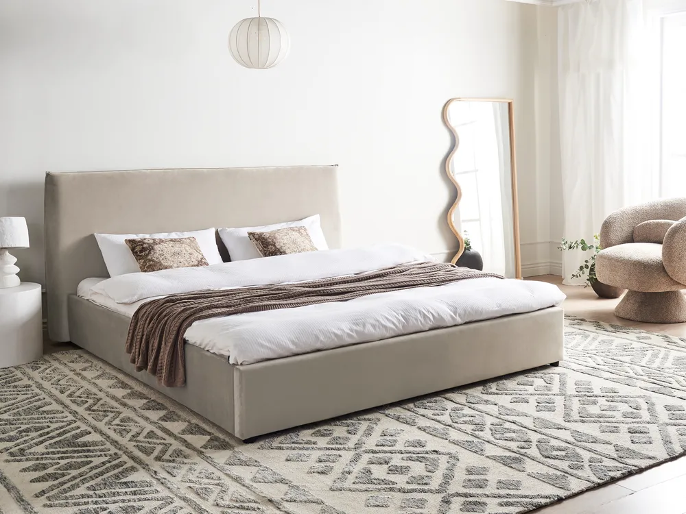 Bett mit Lattenrost Samtstoff LAVAUR 180 x 200 cm Taupe