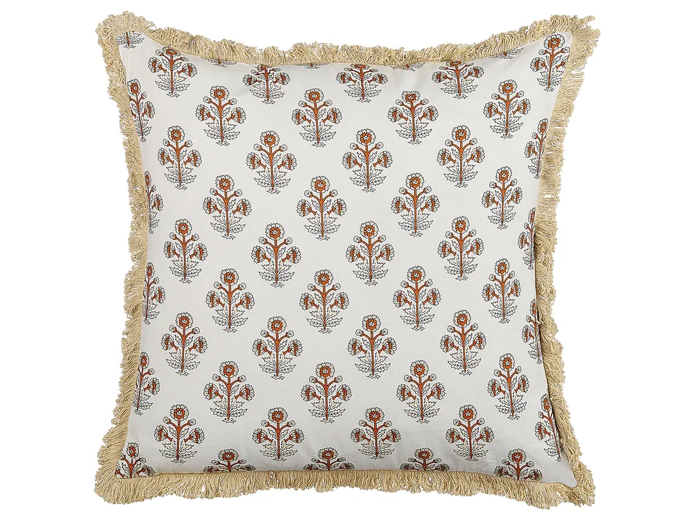 Dekokissen OMORIKA 45 x 45 cm Baumwolle Weiß Blumenmuster