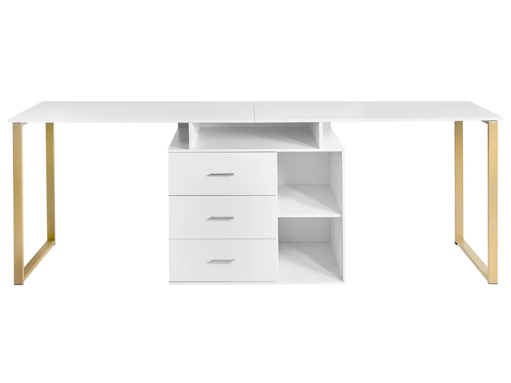 Adjustable Desk ASHMORE 165/220 cm 55 cm White_1053980